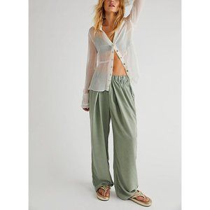 NWT Free People Nothin To Say Pleated Trousers / Seagrass